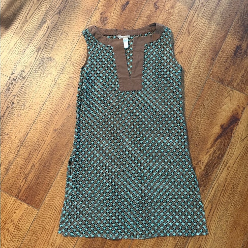 Tommy Bahama Cotton Beach Lattice Cover-Up Dress - Size S